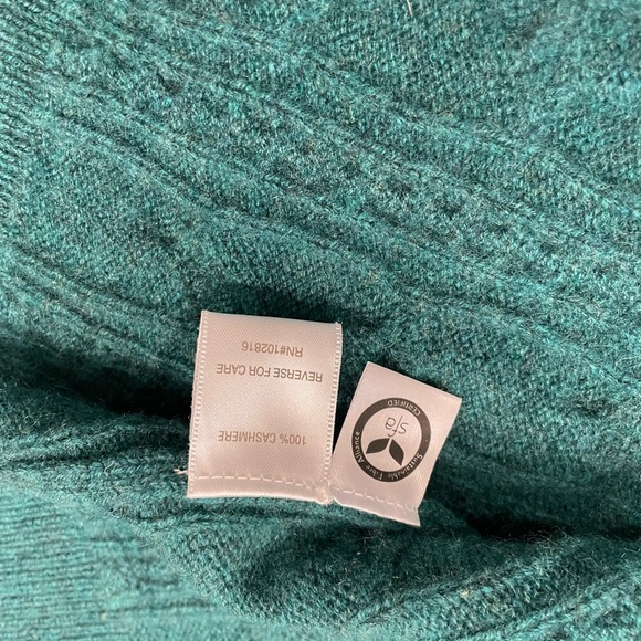 Cashmere. Garnet Hill Deep Teal Cardigan Sweater - Picture 5 of 7